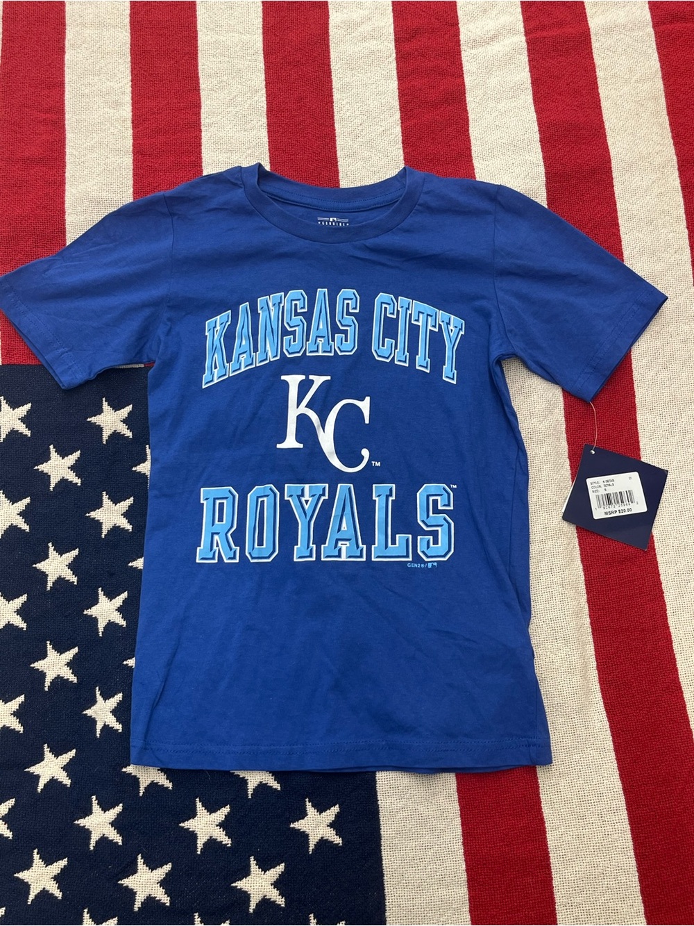 MLB Kansas City Royals Royal Blue Graphic Tee Size Small 8 NWT